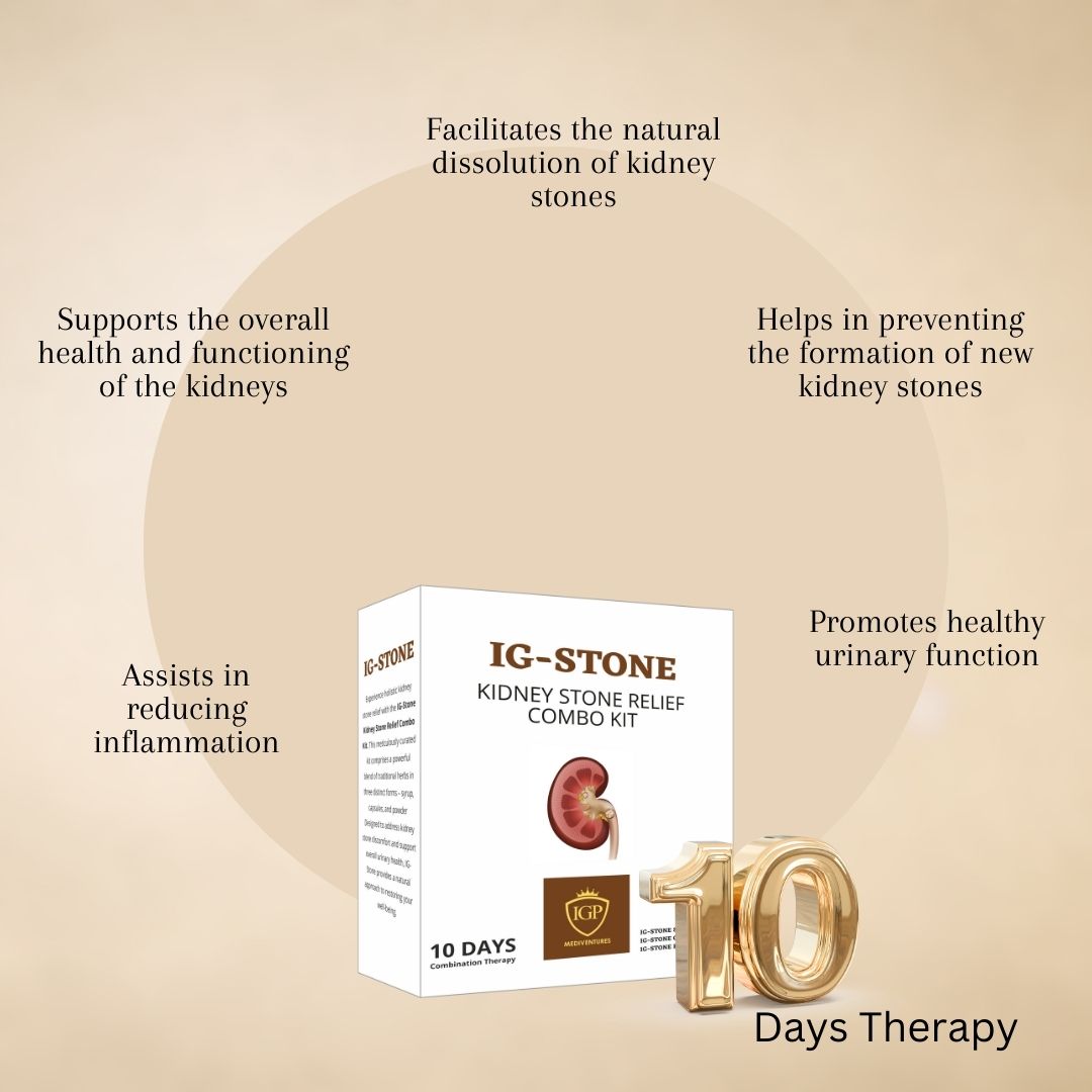 IGP MEDI VENTURES IG-STONE Kidney Stone Relief Kit - Pack of Syrup, Capsule and Powder