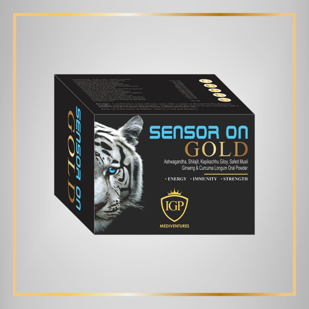 IGP MEDI VENTURES SENSOR ON GOLD Sachet | For Strength, Power, And Stamina | Only for men, 20 Sachet pack, 2gms Each