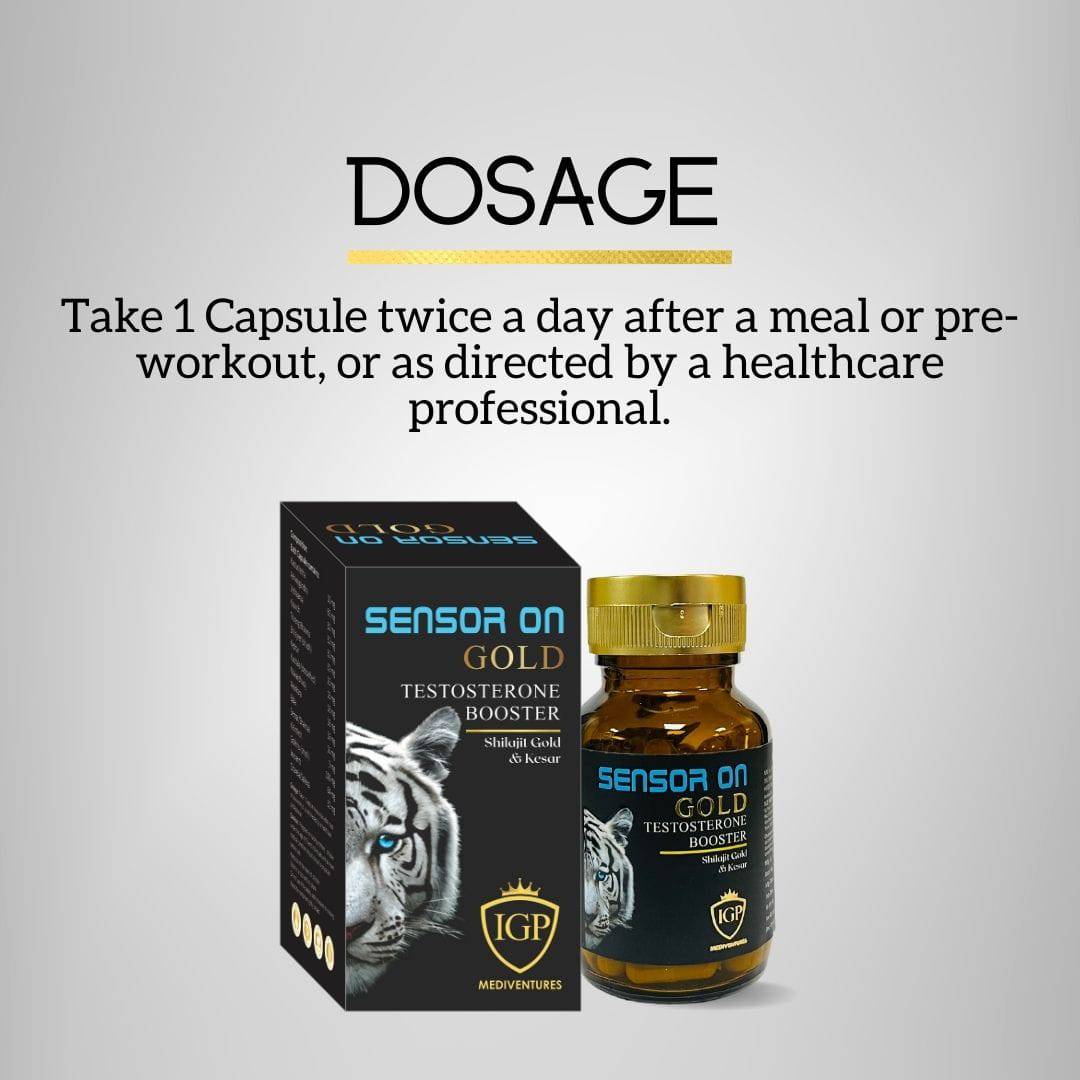 IGP MEDI VENTURES Sensor On Gold Capsule for men | Natural Testosterone Booster for Power, Stamina and Energy, 60 Capsules