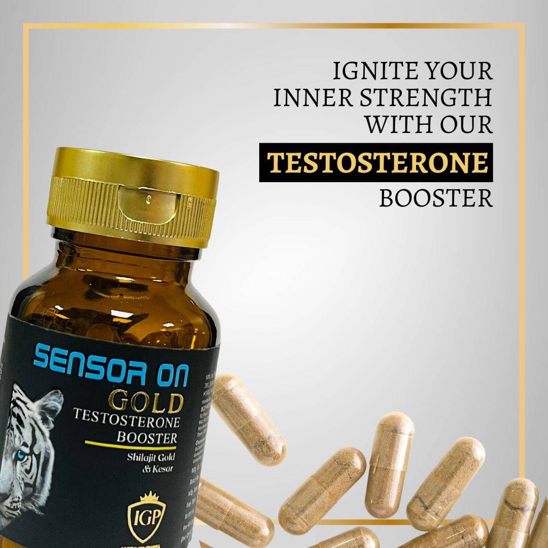 IGP MEDI VENTURES Sensor On Gold Capsule for men | Natural Testosterone Booster for Power, Stamina and Energy, 60 Capsules