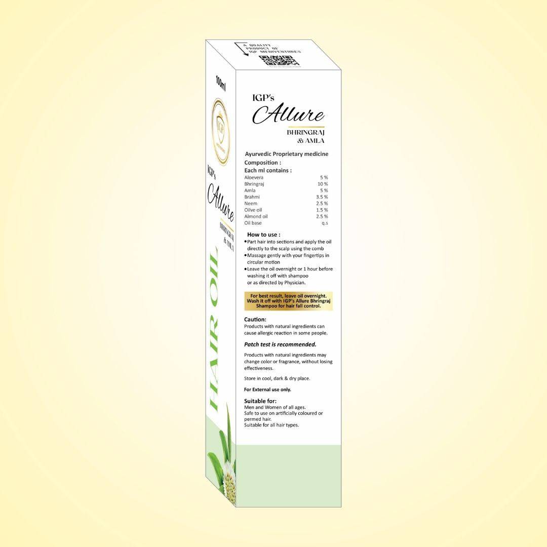 IGP MEDI VENTURES Allure Bhringha Herbal Hair Oil | Helps in Hair Growth, Dandruff Control & Prevent Hair Damage