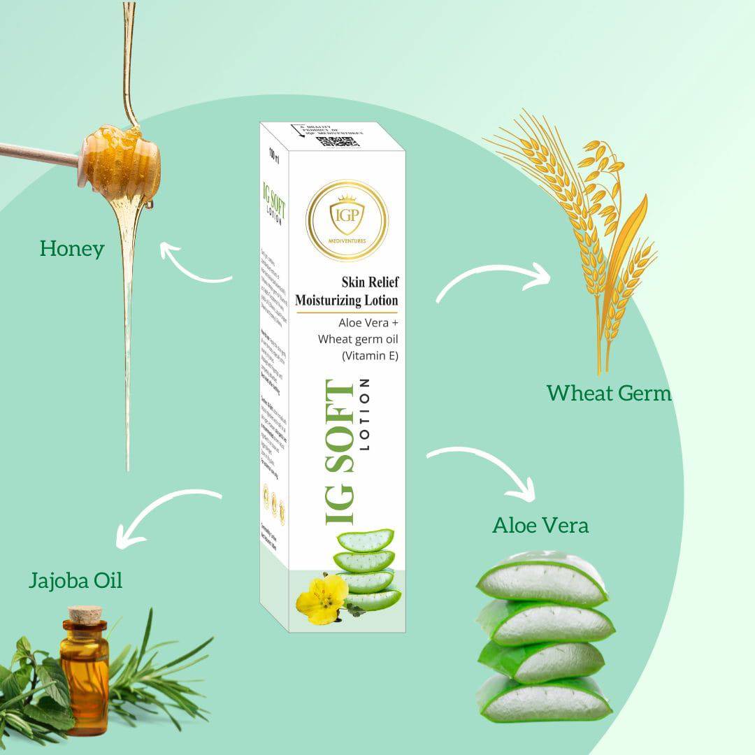 IGP MEDI VENTURES IG-SOFT LOTION | Moisturizes and nourishes the skin | For all skin types | 100gm