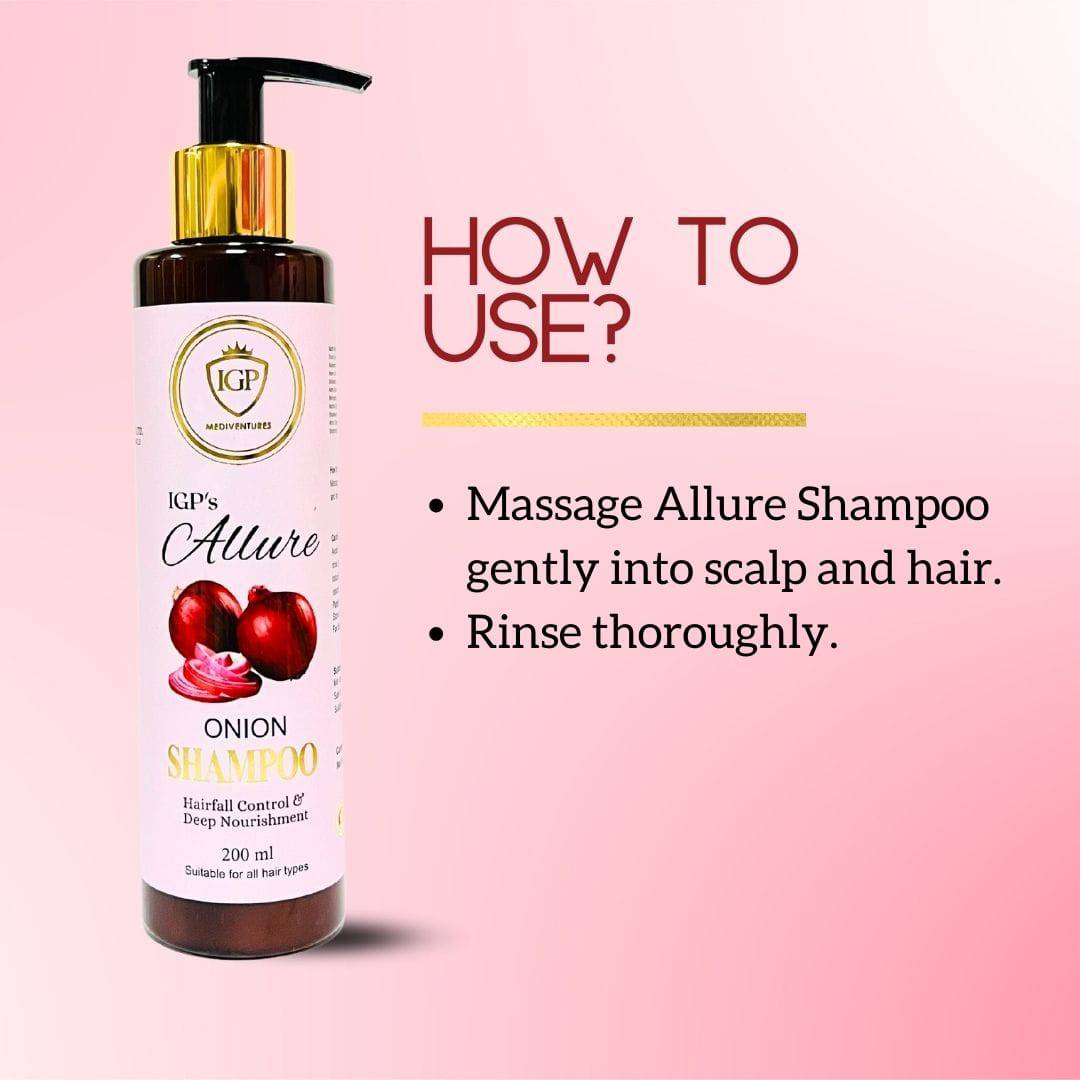 IGP MEDI VENTURES Allure Onion Shampoo | For Hair nourishment | For all hair types | 200ml