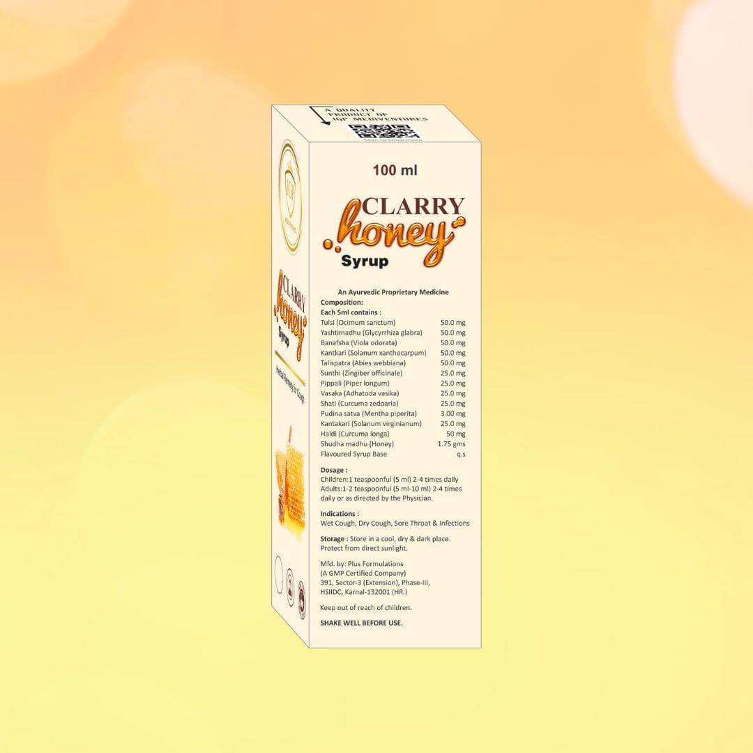 IGP MEDI VENTURES CLARRY HONEY Syrup | Honey, Tulsi, Mint and curcumin for Cough and Cold - 100ml