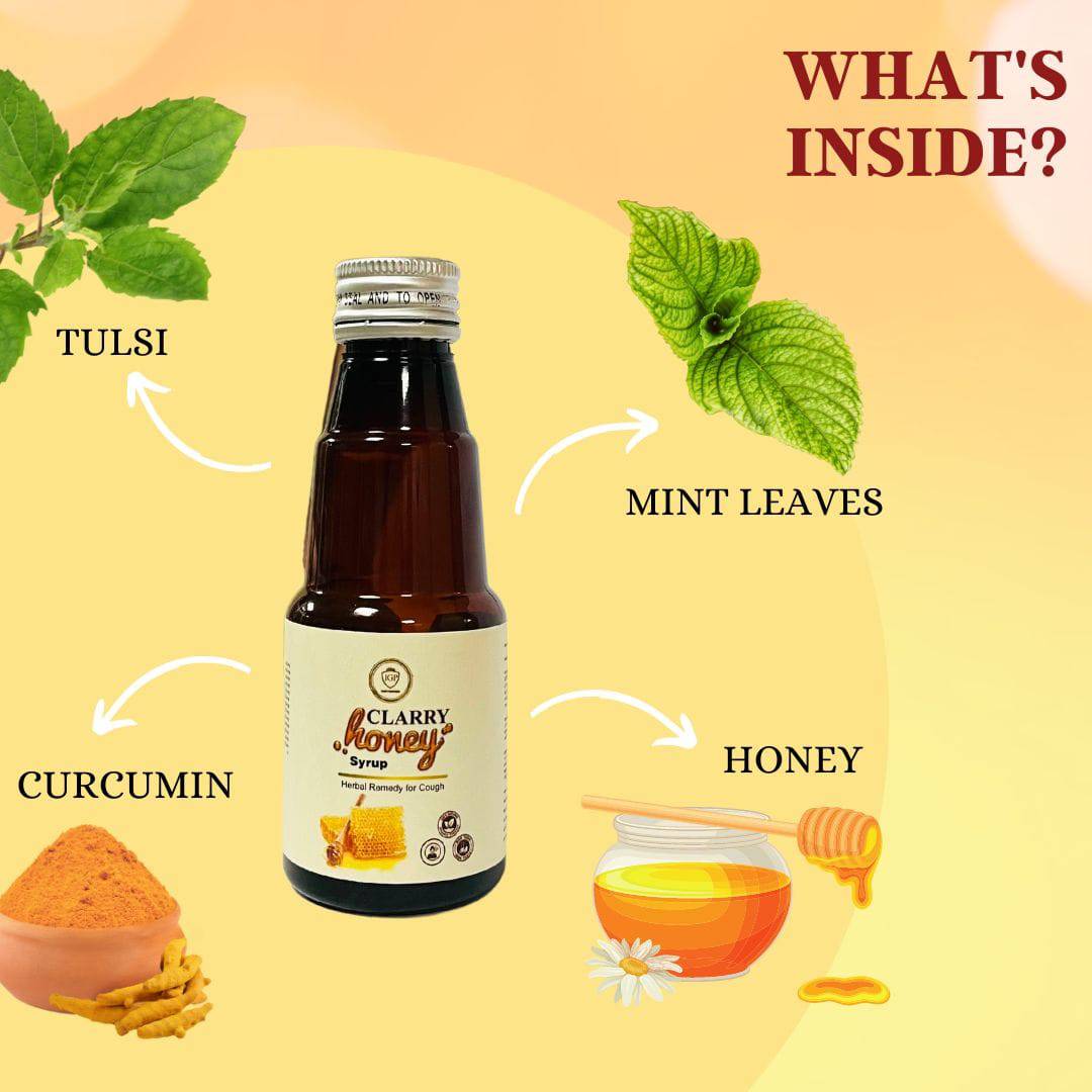 IGP MEDI VENTURES CLARRY HONEY Syrup | Honey, Tulsi, Mint and curcumin for Cough and Cold - 100ml