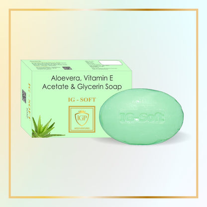 IGP MEDI VENTURES  IG-Soft Moisturizing Soap | Aloe Vera, Vitamin E and Glycerin for nourished and moisturized skin | 75gm
