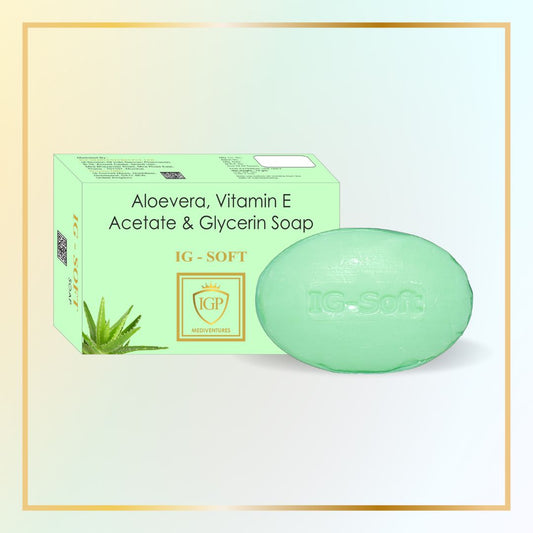 IGP MEDI VENTURES  IG-Soft Moisturizing Soap | Aloe Vera, Vitamin E and Glycerin for nourished and moisturized skin | 75gm
