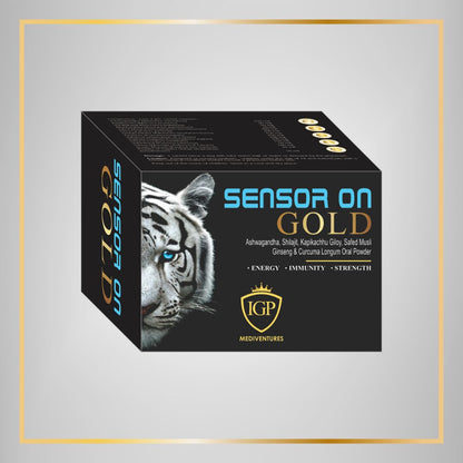 IGP MEDI VENTURES  SENSOR ON GOLD Sachet | For Strength, Power, And Stamina | Only for men, 20 Sachet pack, 2gms Each
