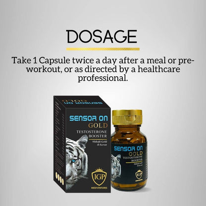 IGP MEDI VENTURES  Sensor On Gold Capsule for men | Natural Testosterone Booster for Power, Stamina and Energy, 60 Capsules