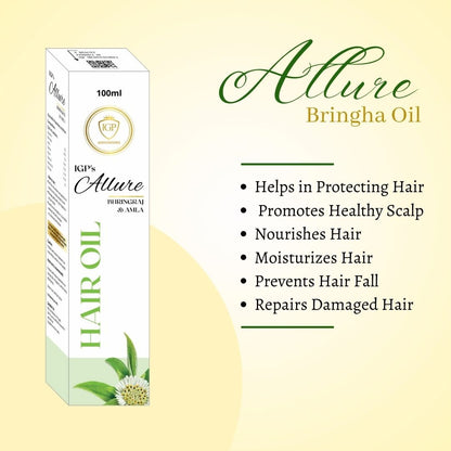 IGP MEDI VENTURES  Allure Bhringha Herbal Hair Oil | Helps in Hair Growth, Dandruff Control & Prevent Hair Damage