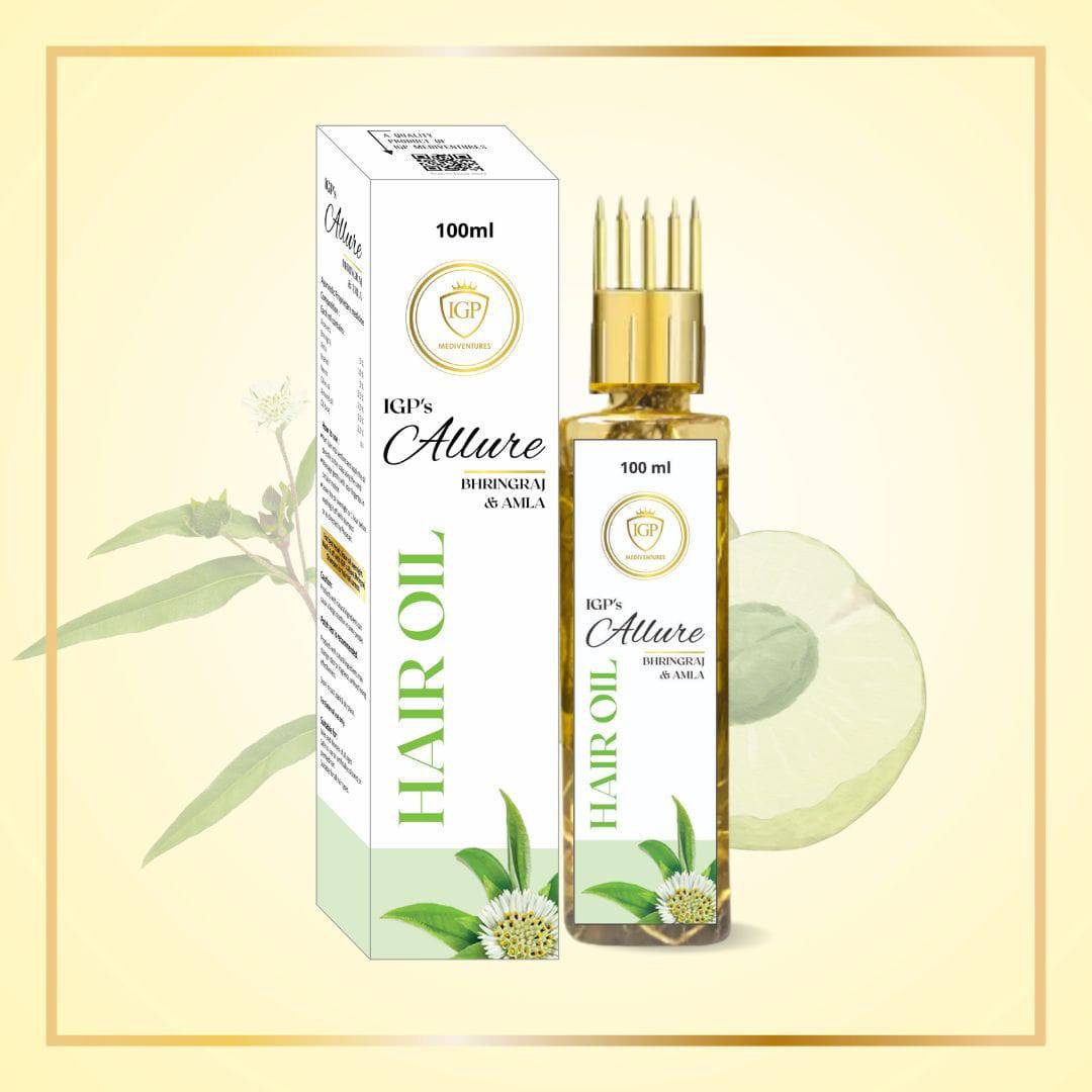 IGP MEDI VENTURES  Allure Bhringha Herbal Hair Oil | Helps in Hair Growth, Dandruff Control & Prevent Hair Damage