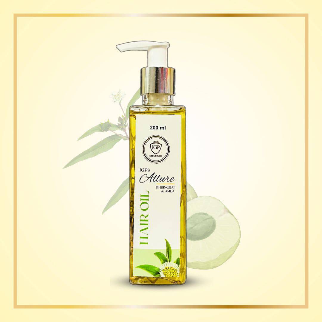 IGP MEDI VENTURES  Allure Bhringha Herbal Hair Oil | Helps in Hair Growth, Dandruff Control & Prevent Hair Damage