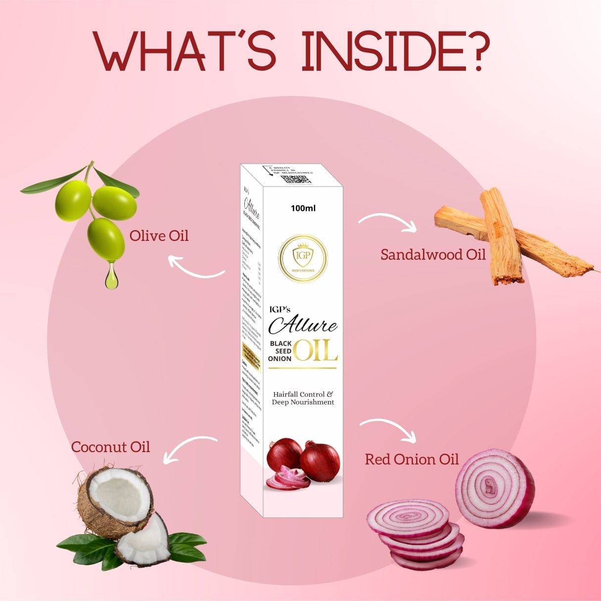IGP MEDI VENTURES  Allure Onion Hair Oil for Hair Growth and Hair Fall Control - With Black Seed Oil Extracts
