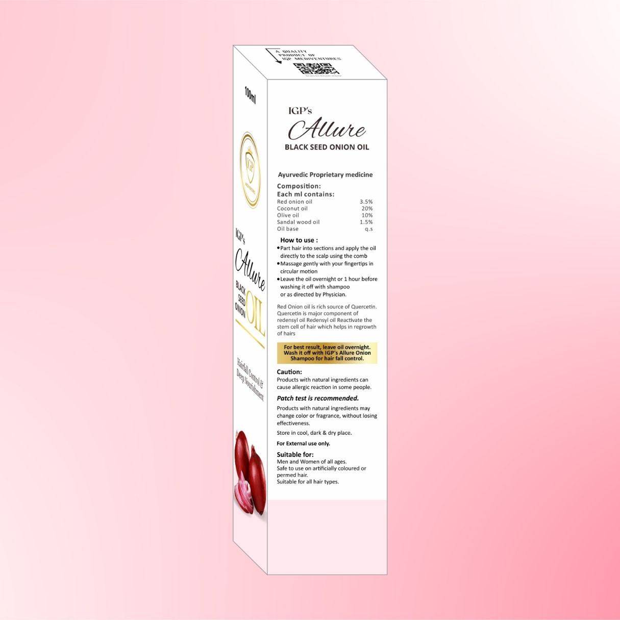 IGP MEDI VENTURES  Allure Onion Hair Oil for Hair Growth and Hair Fall Control - With Black Seed Oil Extracts