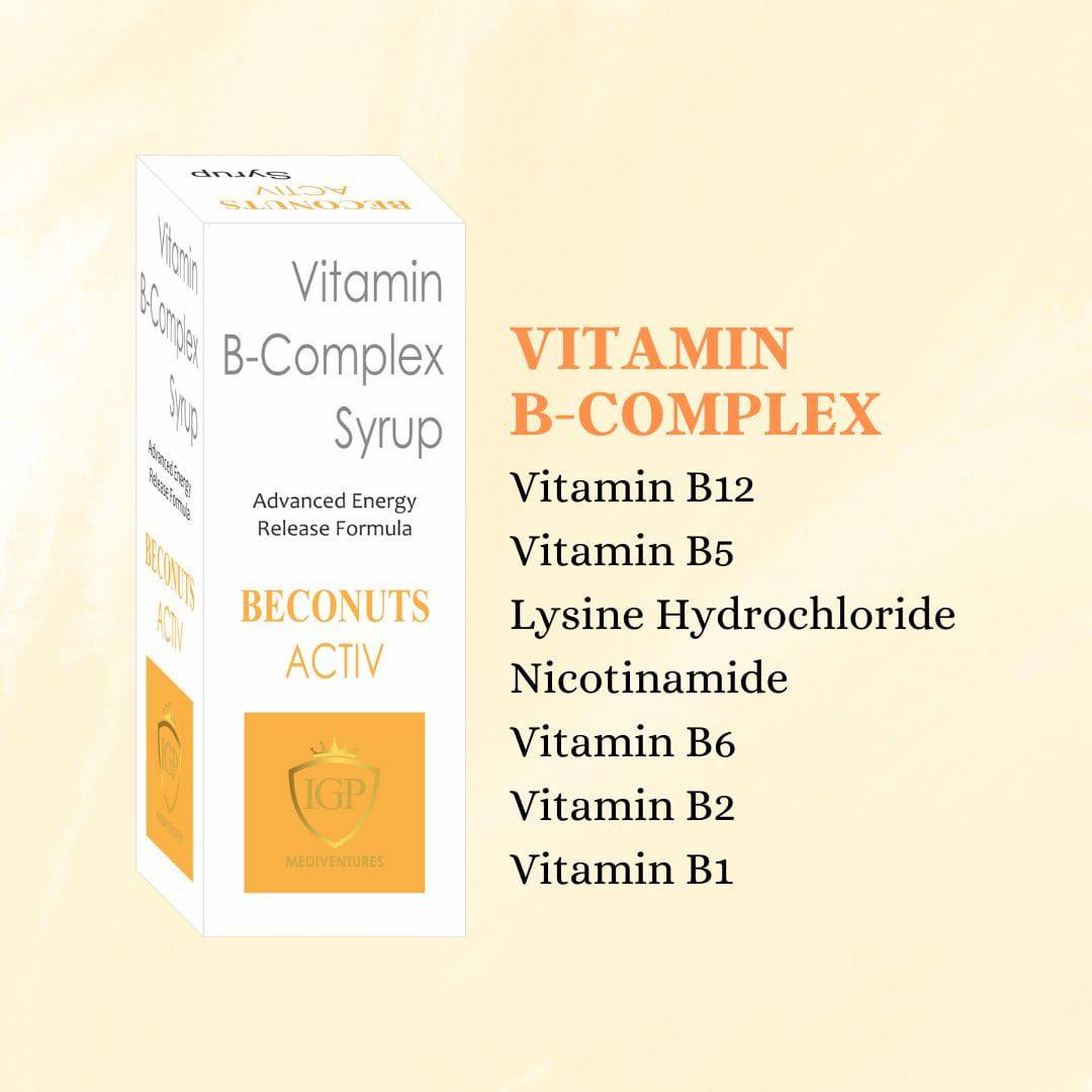 IGP MEDI VENTURES  BECONUTS ACTIV Syrup | Vitamin B-Complex for immune support and overall well being, 200ml
