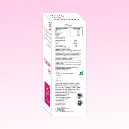 IGP MEDI VENTURES  FERRIBEST-RED Syrup | Iron and Zinc for deficiency, 200ml