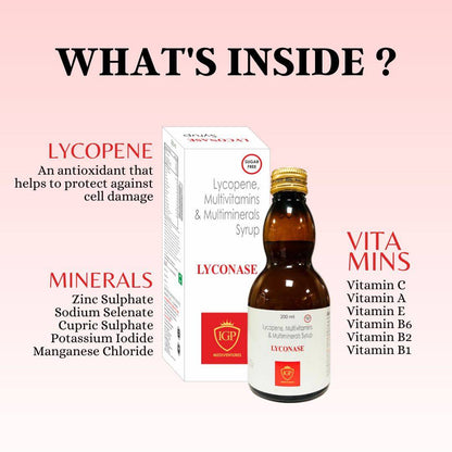 IGP MEDI VENTURES  LYCONASE Syrup | Multivitamin and multimineral with Lycopene, 200ml