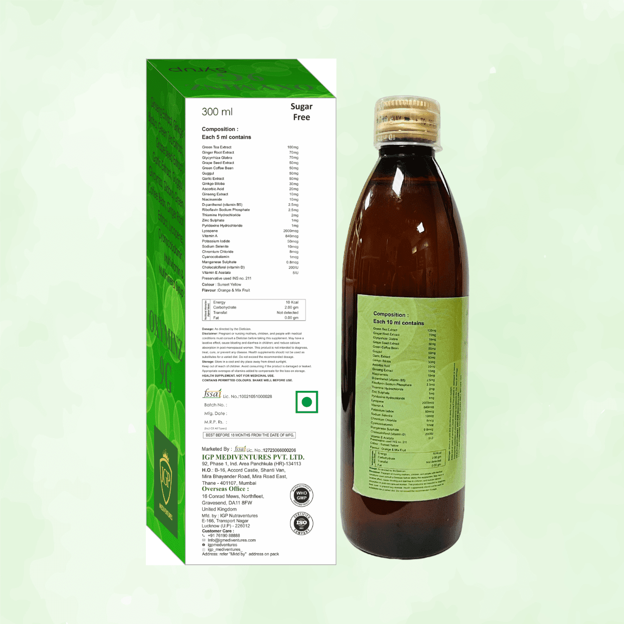 IGP MEDI VENTURES  OXYMINZ 9G Multivitamin, Multimineral Syrup with 9 Herbal extracts formulated to support general health well being, 300ML