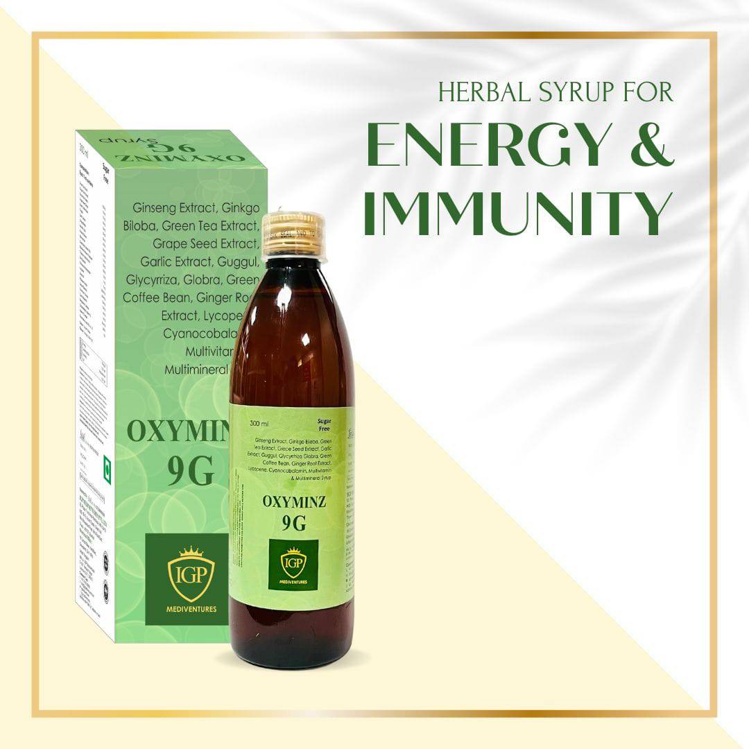 IGP MEDI VENTURES  OXYMINZ 9G Multivitamin, Multimineral Syrup with 9 Herbal extracts formulated to support general health well being, 300ML