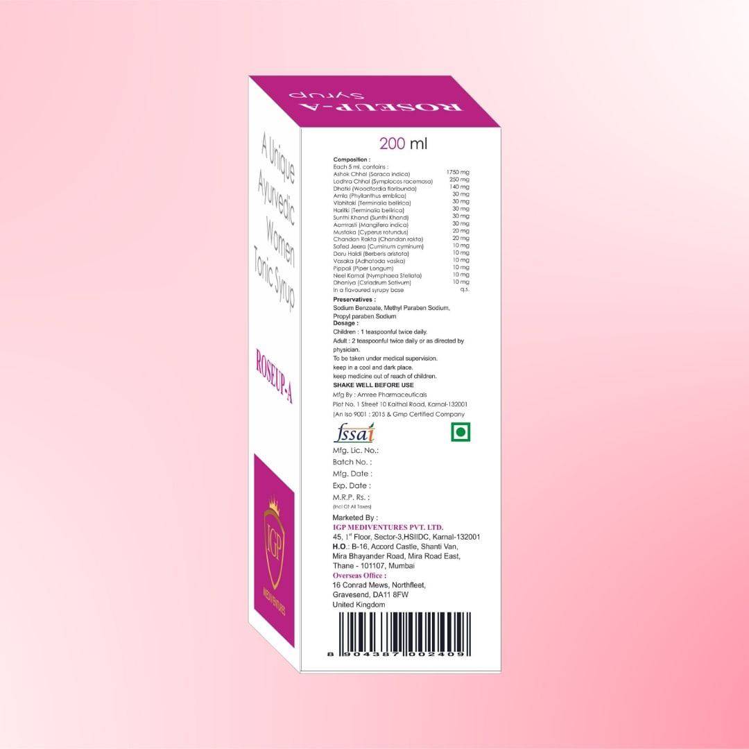 IGP MEDI VENTURES  ROSEUP-A Syrup | Herbal elixir for menstrual irregularities in women, 200ml