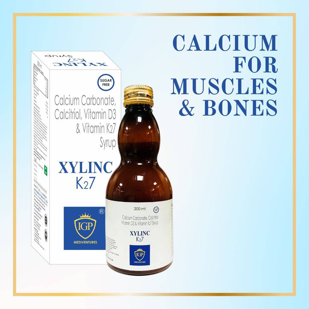 IGP MEDI VENTURES  XYLINC-K 27 syrup | Calcium  for strong and healthy bones, 200ML